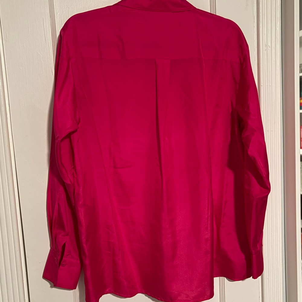 Sezane Maxence Hot Pink Silk Shirt - Picture 3 of 5